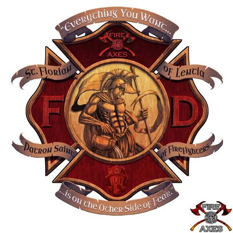 st florian firefighter decal   fire  axes