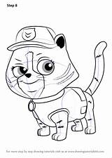 Patrol Paw Cat Draw Rocky Drawing Step Tutorials sketch template