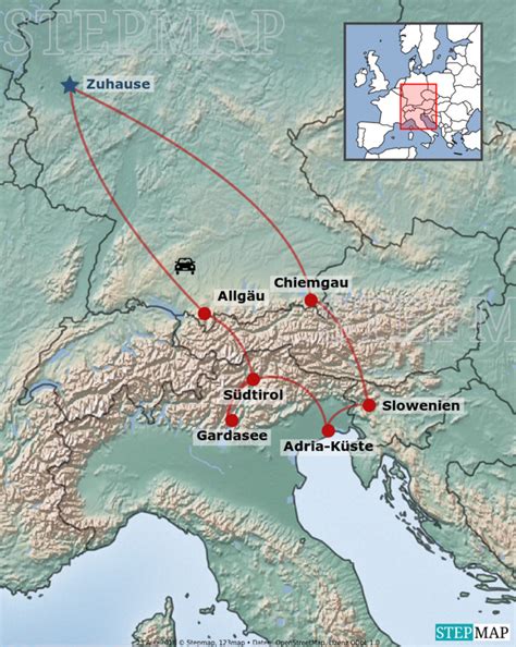 stepmap suedtirol slowenien landkarte fuer mitteleuropa