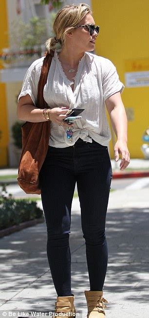 hilary duff shows off gym honed figure in skinny jeans and knotted top in beverly hills daily