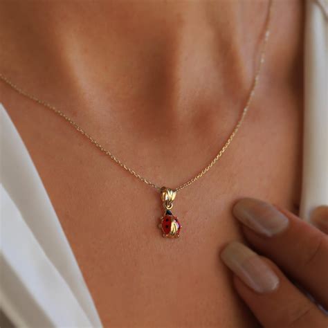 gold ladybug pendant necklace  solid gold dainty layering etsy