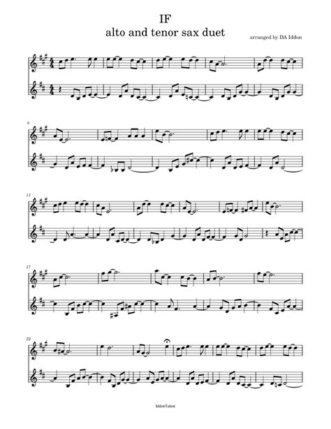 If Alto And Tenor Sax Duet Sheet Music For Alto Saxophone Tenor