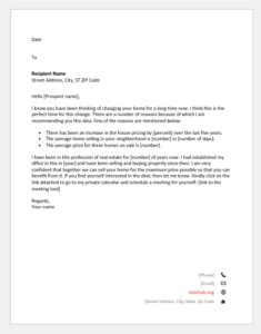 letter   realtor persuading  client  sell  home document hub