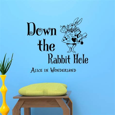 alice in wonderland wall decal quote down the rabbit hole wall