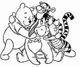 Pooh Winnie Coloring Pages Bear Hug Fall Friends Color Hugging Disney Printable Rabbit Baby Cute Kids Pdf Print Colouring Sheets sketch template