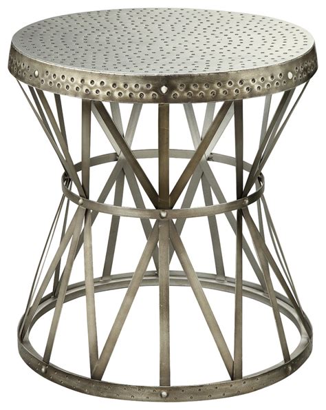 table hammered antique nickel industrial side tables