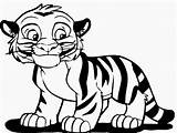 Tiger Outline Clipart Clip Coloring Cute Wikiclipart sketch template