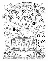 Coloring Pages Teacup 60s Printable Adult Book Mice Kids Books Cute Sheets Kleurplaten Colouring Thaneeya Animal Adults Mandala Flower Power sketch template