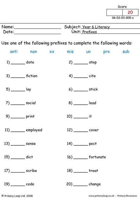 prefixes  worksheet prefixes handwriting worksheets  kids