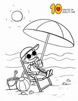 Beach Coloring Sitting Chair Pages Umbrella Choose Board Under sketch template