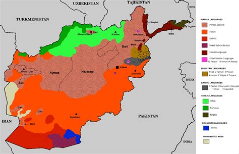 linguistic map  afghanistan