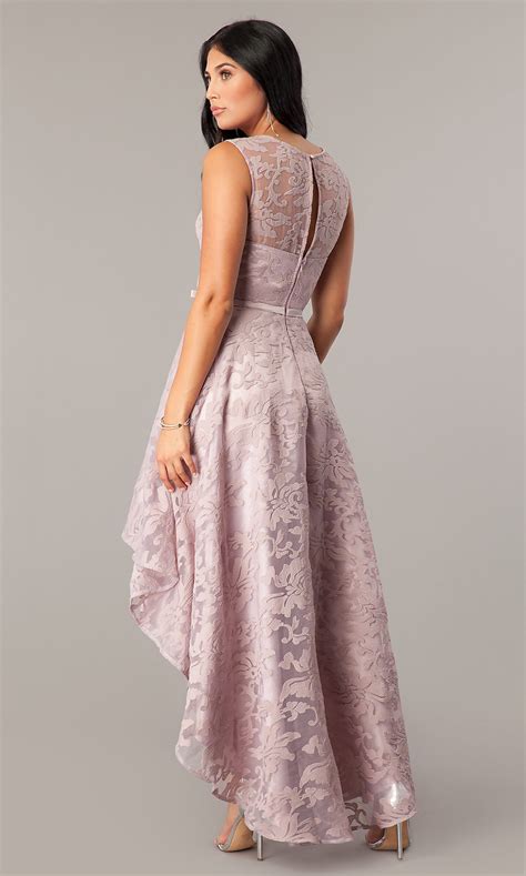High Low Sleeveless Lace Semi Formal Party Dress