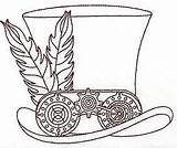 Steampunk Hat Clipart Drawing Coloring Pages Easy Feathers Drawings Punk Steam Colour Single Wings Color Machine Embroidery Carousel Victorian Cliparts sketch template