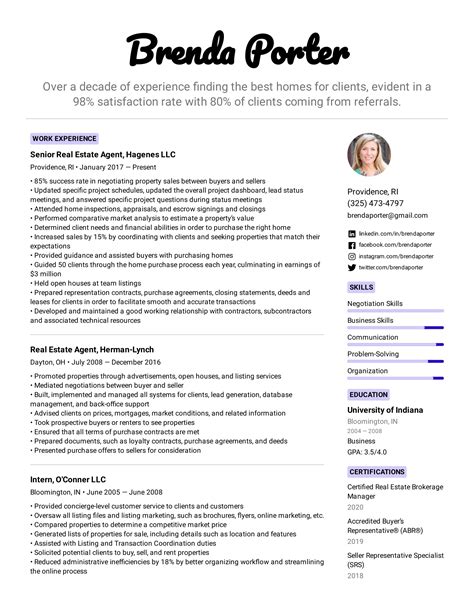 resume  real estate agent  samples examples format