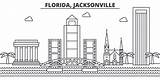 Jacksonville Skyline Florida Illustrations Vector Linear Architecture Illustration Line Stock Clip sketch template