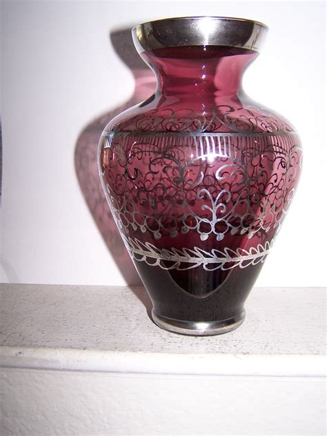 Help Id Glass Purple Amethyst With Silver Overlay Vase