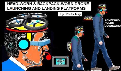 dual combination head worn drone  backpack drone launching  landing platforms