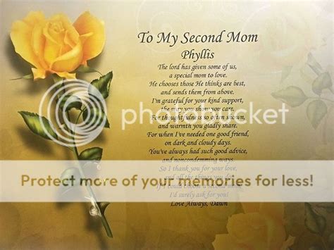 to my second mom personalized poem for step mom birthday or mother s