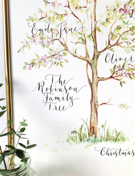personalised calligraphy family tree print   moon tide