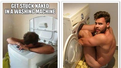 a naked man becomes stuck in a washing machine after a