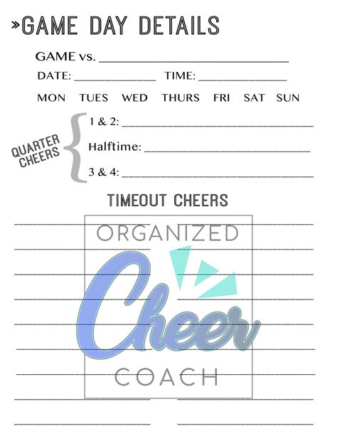 cheerleading coach printables