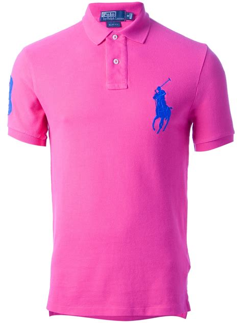 lyst ralph lauren blue label classic polo shirt  pink  men