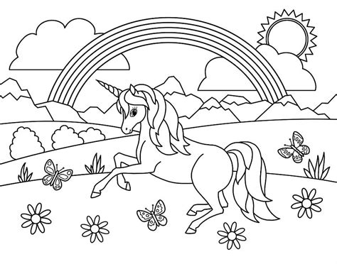 kids rainbow unicorn coloring page painting  crista forest pixels merch