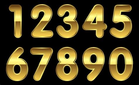 premium vector set  gold metal numbers