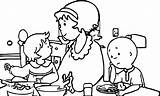 Caillou Coloring Dinner Wecoloringpage sketch template