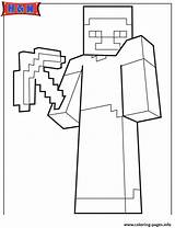 Minecraft Coloring Pickaxe Character Pages Weapon Printable Shovel Color Print Drawing Template sketch template