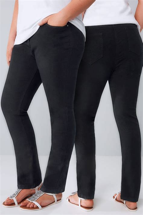 Black Straight Leg 5 Pocket Jeans Plus Size 16 To 36