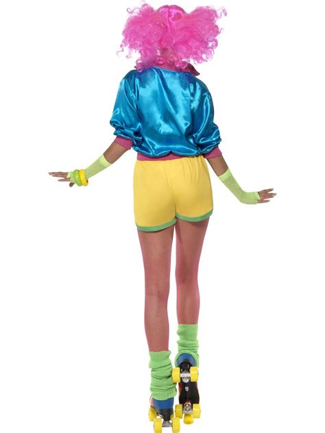 ladies skater girl neon disco 70s 80s pop star fancy dress costume