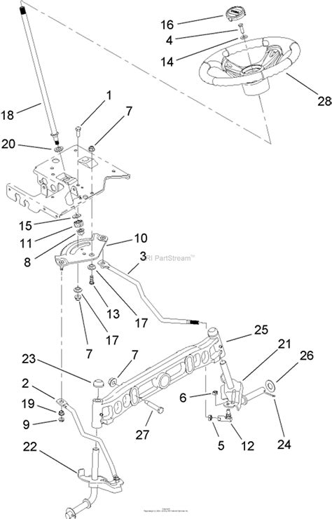 toro axrh lx lawn tractor  sn ab parts diagram  steering shaft