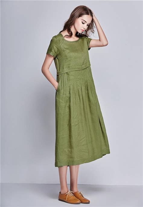 linen tunic dress  green maxi dress linen dress woman etsy linen