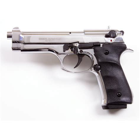 blank firing  mm jackal fully automatic pistol nickel finish