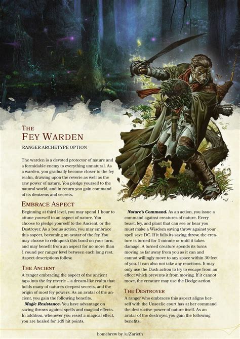 dungeons  dragons classes dungeons  dragons homebrew ranger dnd