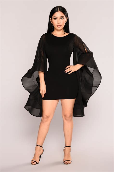 layla chiffon cape dress black