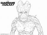 Coloring Galaxy Pages Groot Guardians Dangerous Lineart Printable Kids Color sketch template