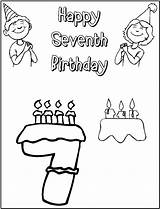 Birthday Coloring Happy Pages Seventh Colouring Printable Fun Categories sketch template