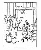 Coloring Pages Colonial Early American Life Kids History Printables Horse Blacksmith America Jobs Books Sheets Farm Trades Pioneer Usa Colouring sketch template