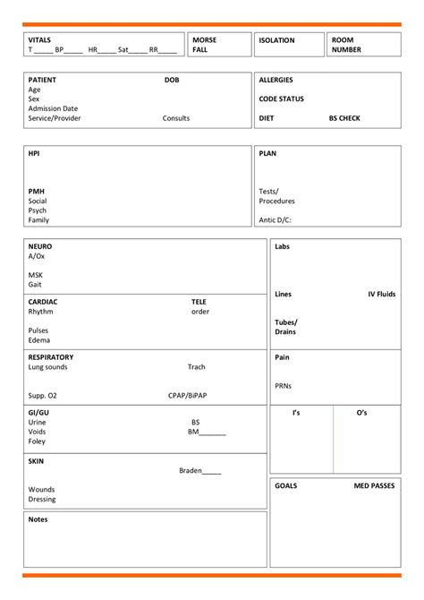 printable nurse report sheets