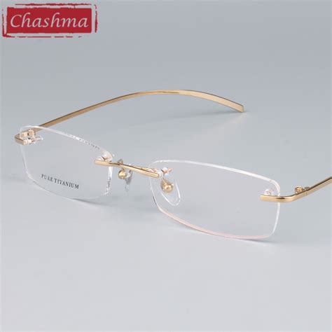 chashma brand eyeglass pure titanium light rimless designer glasses