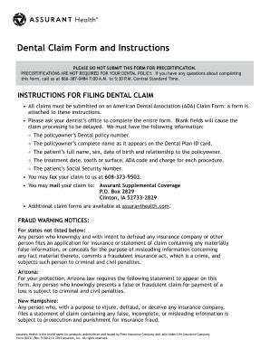 dental claim form instructions pdffiller