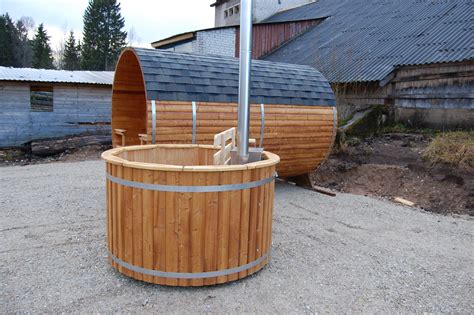 Wood Fired Hot Tub 1 7 Meter Siberian Larch Internal Furnace