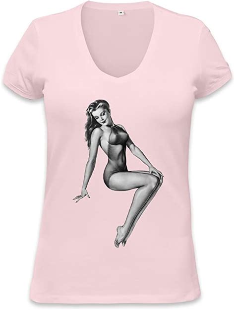 Styleart Retro Pin Up Girl Womens V Neck T Shirt Xx Large Amazon Ca