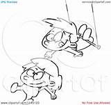 Trapeze Cartoon Coloring Boy Clipart Girl Pages Toonaday Outlined Vector Getcolorings sketch template