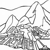 Machu Picchu Peru Coloring Pages Famous Clipart Landmark Drawing Pichu Color Landmarks Cute Thecolor Places Books Online Flag Colouring Inca sketch template