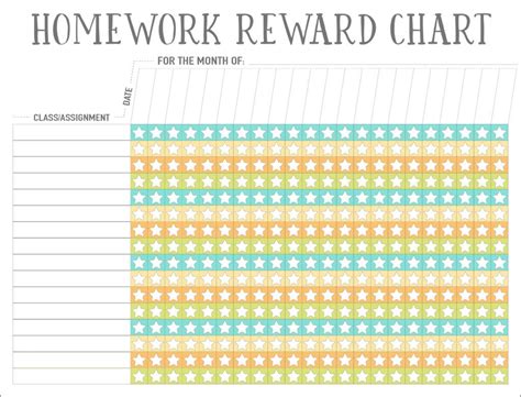 printable homework reward chart printable templates