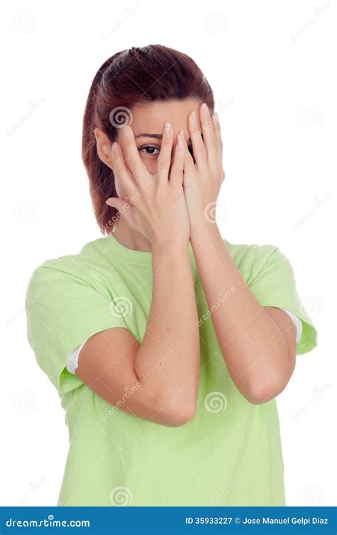 woman covering  face  hands stock image image  caucasian expression