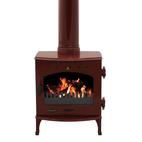 carron kw solid fuel stove red enamel